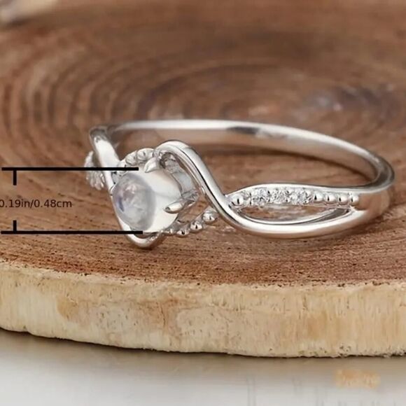 Round Cut Moonstone Ring Female Jewelry Delicate Design - Picture 9 of 12